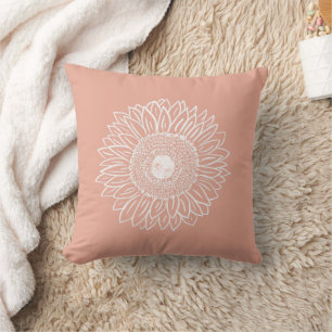 Coussin Peach Cute Graphic Tournesol croquis floral