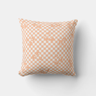 Coussin Peach Fuzz Cherry En vichy Motif
