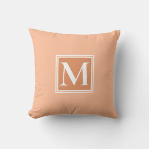 Coussin Peach fuzz élégant monogramme calligraphie