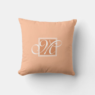 Coussin Peach fuzz élégant monogramme calligraphie