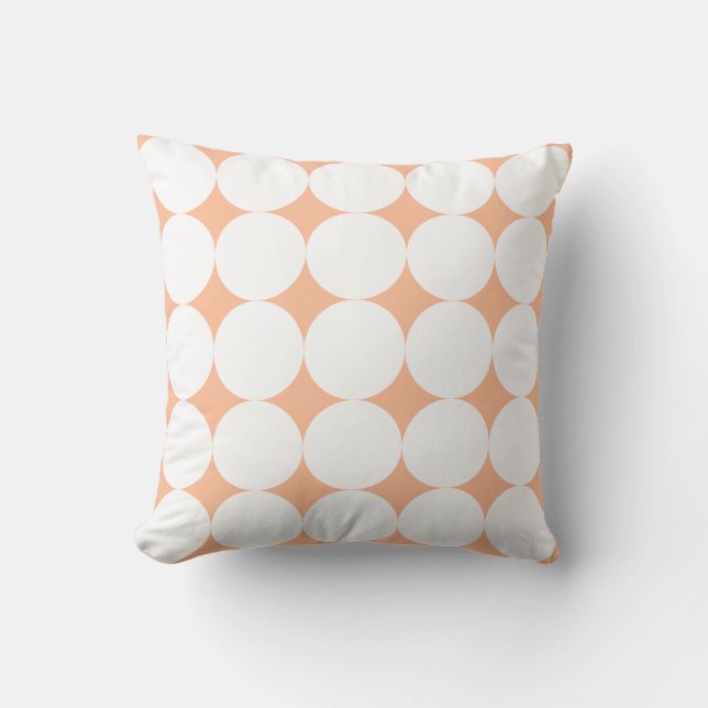 Coussin Peach fuzz orange blanc rétro pois (Recto)