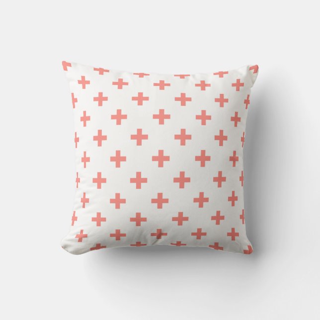 Coussin Peach polka croise sur blanc (Recto)