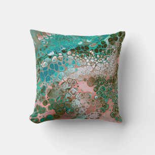 Coussin Peach & Turquoise Acrylic pour Abstract
