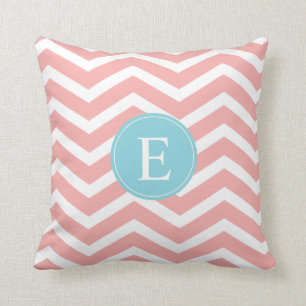 Coussin Peach White Chevron Blue Monogram