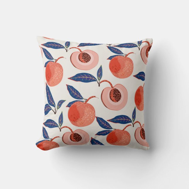 Coussin Peaches Apricot Feuilles Arrière - plan de crème (Recto)