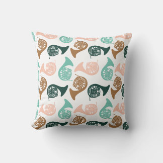 Coussin Peachy Green Horn | Cadeau du joueur de corne