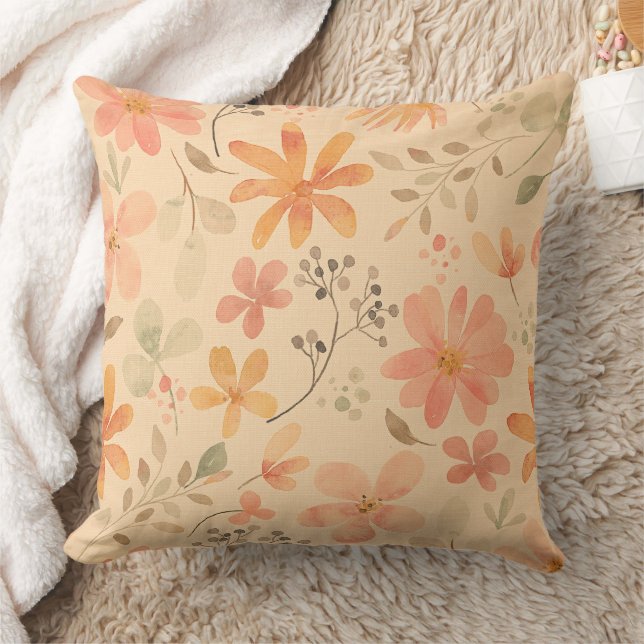 Coussin Peachy—motif floral rose doré (Couverture)