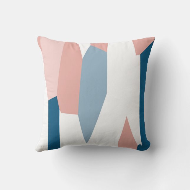 Coussin Peachy rose bleu et blanc Abstrait (Verso)
