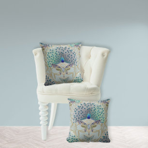 Coussin Peacock Art Déco Nouveau Papillon Élégant Or