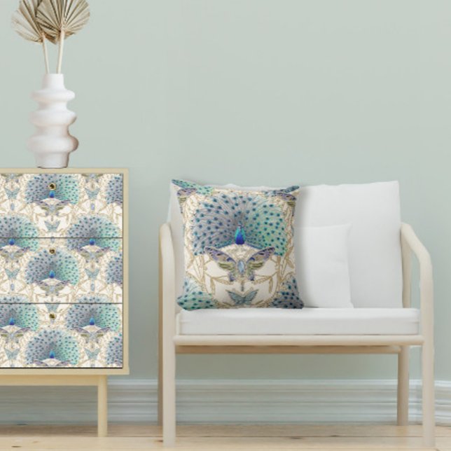 Coussin Peacock Art Déco Nouveau Papillon Élégant Or (Créateur téléchargé)