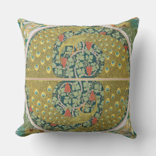 Coussin Peacock Art Nouveau Style rond design complexe