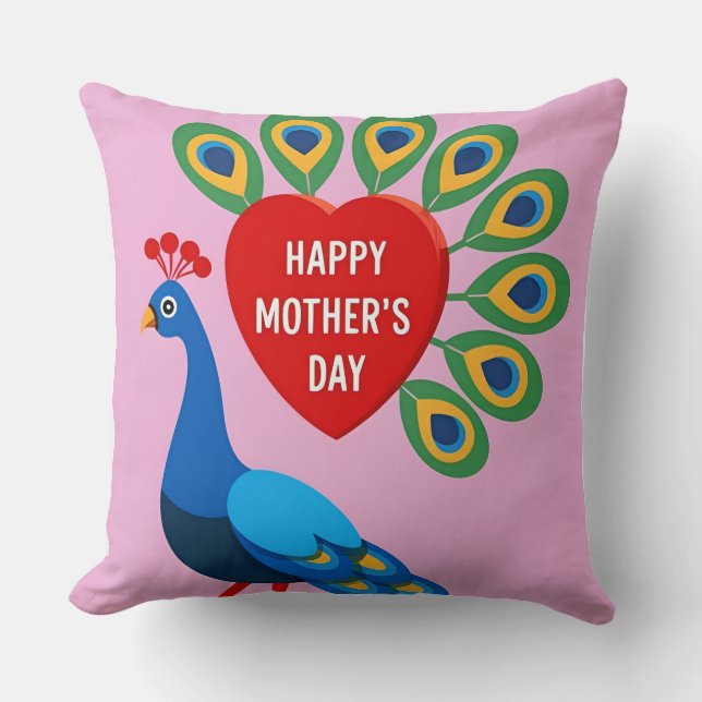 Coussin Peacock : Bonne fête des mères (Recto)
