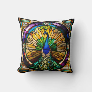 Coussin Peacock en verre tendu
