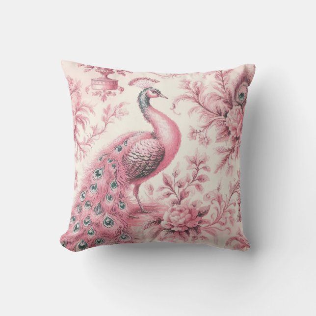 Coussin Peacock et rose rose (Recto)