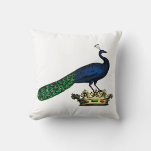 Coussin Peacock héraldique Vintage stylisé sur Couronne C
