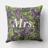 Coussin Peacock Paisley Mariées violettes et vertes (Verso)