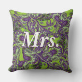 Coussin Peacock Paisley Mariées violettes et vertes (Recto)