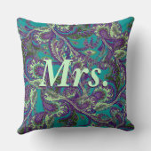 Coussin Peacock Paisley Mariées violettes et vertes (Verso)