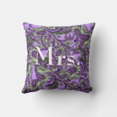 Coussin Peacock Paisley Mariées violettes et vertes (Verso)