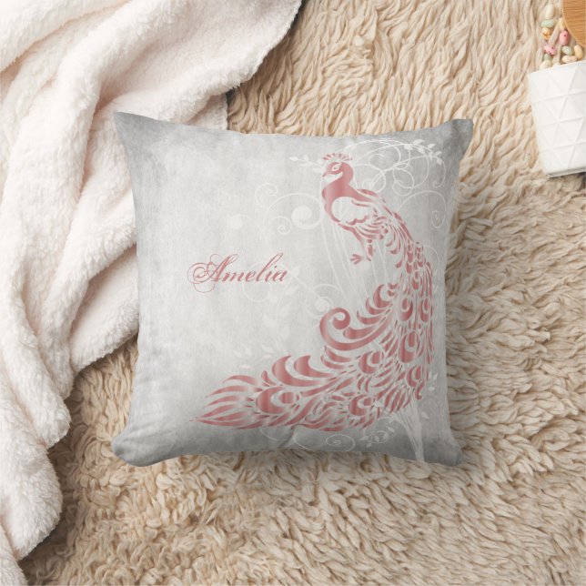 Coussin Peacock rose Personnalisé (Couverture)