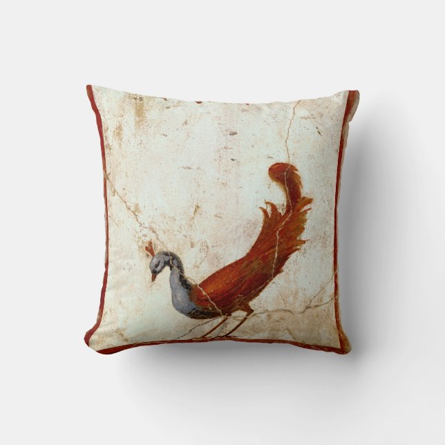Coussin Peacock sur Fresco Ancienne peinture romaine antiq (Recto)