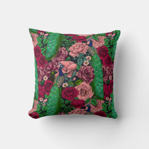 Coussin Peacocks dans le jardin rose 2