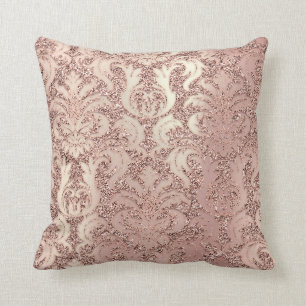 Coussin Pearly Metal Damask Rose Rose Rose Gold Blush Part