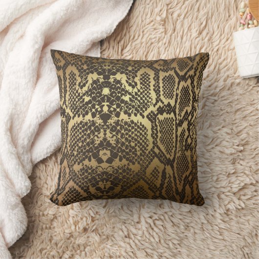 Coussin Peau de serpent Imprimer Glam Or moderne (Couverture)