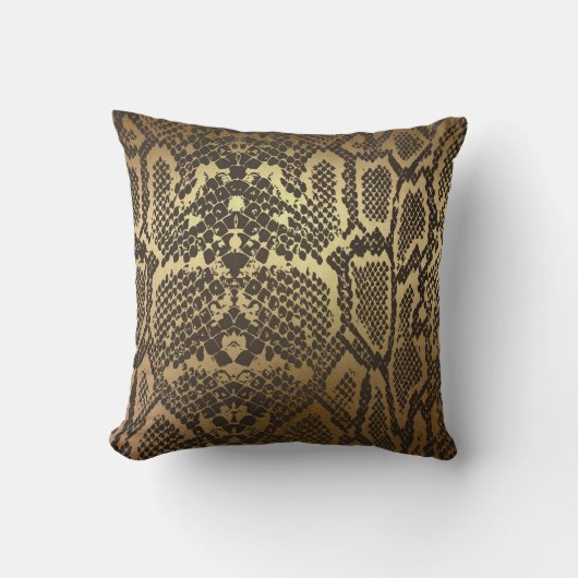 Coussin Peau de serpent Imprimer Glam Or moderne (Recto)