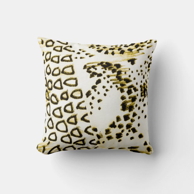 Coussin Peau de serpent répétable. Style Mode Jaune. Blanc (Recto)