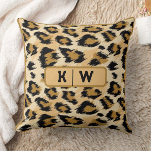 Coussin Peau léopard Imprimer Monogramme initial