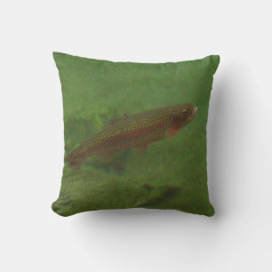 Coussin Pêche à la mouche truite arc-en-ciel colorée bleue