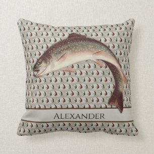 Coussin Pêche à la mouche Vintage truite arc-en-ciel