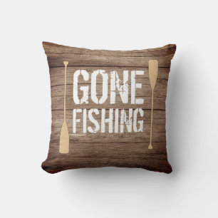 Coussin Pêche au bois rustique