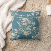 Coussin Pêche, bleu, crème Bouquet géant sur Turquoise (Couverture)