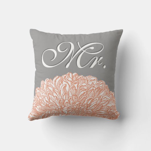 Coussin Pêche en fleurs Chrysanthemum Pastel Coral Mariage (Verso)