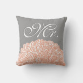 Coussin Pêche en fleurs Chrysanthemum Pastel Coral Mariage (Recto)