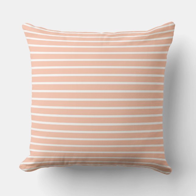 Coussin Pêche et rayures blanches (Recto)