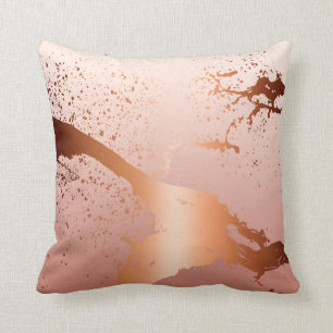 Coussin Pêche rose grunge d'or de l'éclaboussure   de