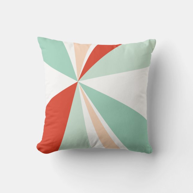 Coussin Pêche rouge Seafoam d'éclat d'art géométrique de (Recto)