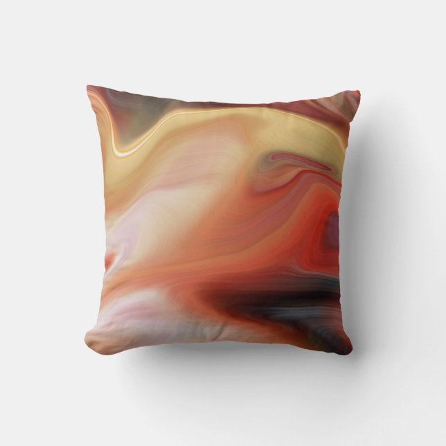 Coussin Pêche rousse orange marbrée moderne du résumé | (Recto)