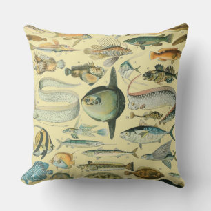Coussin Pêche scientifique vintage