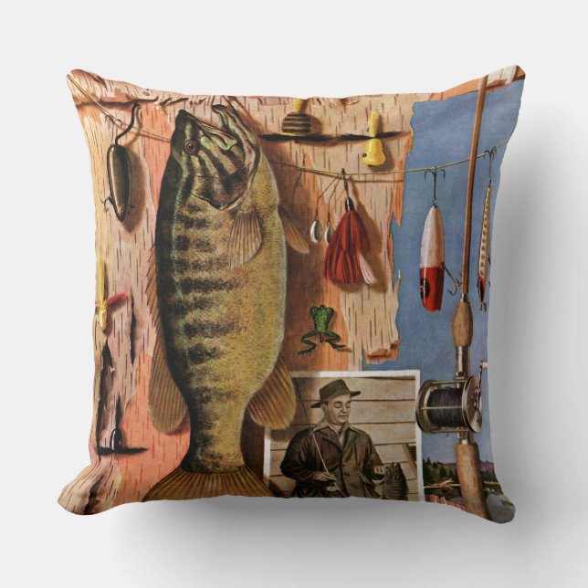 Coussin Pêche toujours de la vie par John Atherton (Recto)