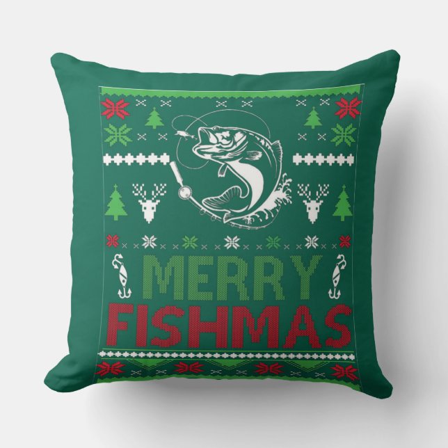 Coussin PÊCHE Vilain Vêtements de Noël Basse Poisson, Joye (Recto)