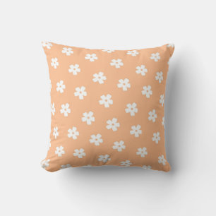 Coussin Pêche Whimsical & Blanc Floral Retro, Gaie