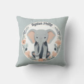 Coussin Pêche Whimsical & Gris Baby Elephant (Verso)