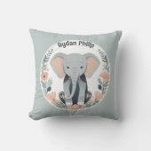 Coussin Pêche Whimsical & Gris Baby Elephant (Recto)