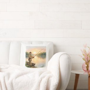 Coussin Pêcheur au coucher du soleil par cadeau d'art vint
