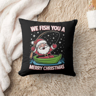 Coussin Pêcheur de Noël Pêche Funny Cool Père Noël