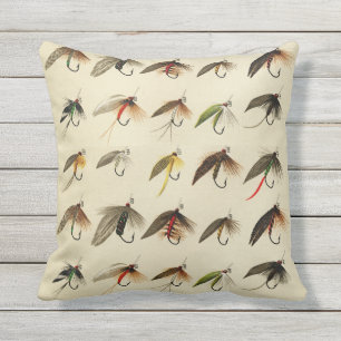 Coussin Pêcheurs Voler Pêche truite mouches Aquarelle lanc